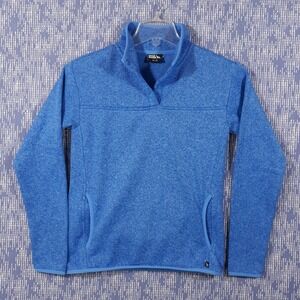 Eddie Bauer Sweater Womens XS Fleece Blue Outdoor Snap Mock Neck